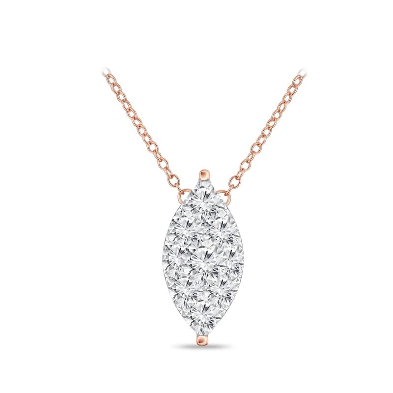 14k Gold Marquise Shaped 1/4ct TDW Pave Diamond Necklace by Auriya (H-I, I1-I2)