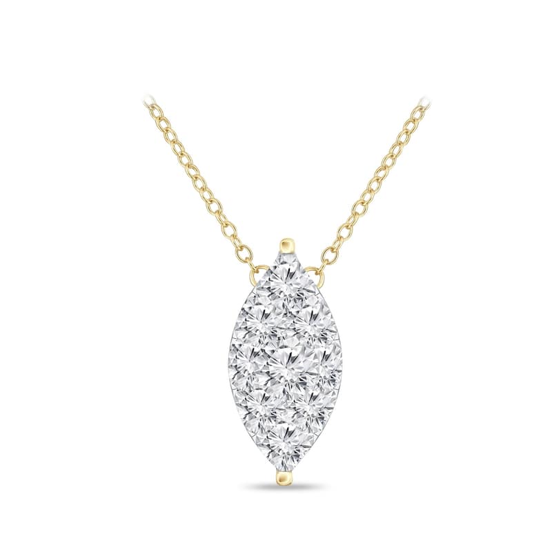 14k Gold Marquise Shaped 1/4ct TDW Pave Diamond Necklace by Auriya (H-I, I1-I2)