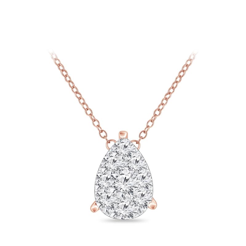 14k Gold 1/10ctw Pear Style Diamond Necklace by Auriya (H-I, I1-I2)