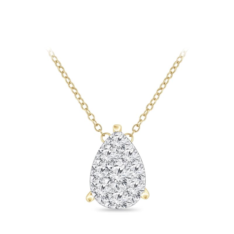14k Gold 1/10ctw Pear Style Diamond Necklace by Auriya (H-I, I1-I2)