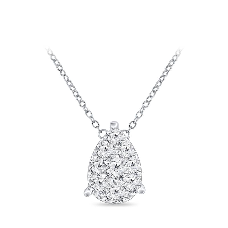 14k Gold 1/10ctw Pear Style Diamond Necklace by Auriya (H-I, I1-I2)