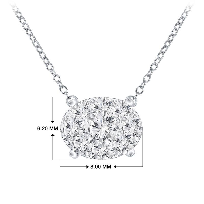 14k Gold 1/3ctw Oval Halo Style Diamond Necklace by Auriya (H-I, I1-I2)
