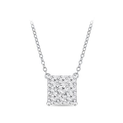 14k Gold Square Shaped 0.12ct TDW Pave Diamond Necklace by Auriya (H-I, I1-I2)