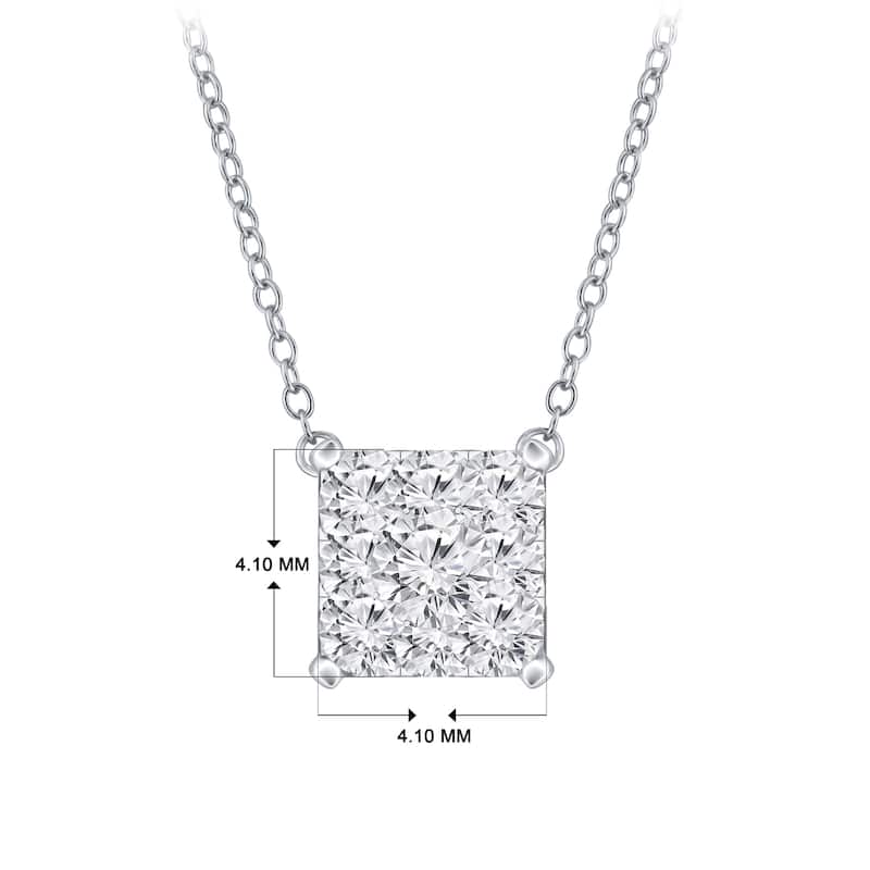 14k Gold Square Shaped 0.12ct TDW Pave Diamond Necklace by Auriya (H-I, I1-I2)