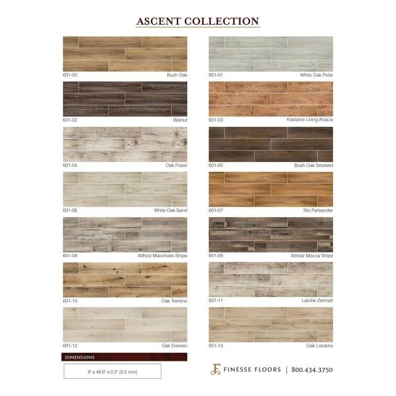 Finesse Floor Ascent Ozark Floating Vinyl Plank 9"x48.6" (21.42 sq.ft/pkg)