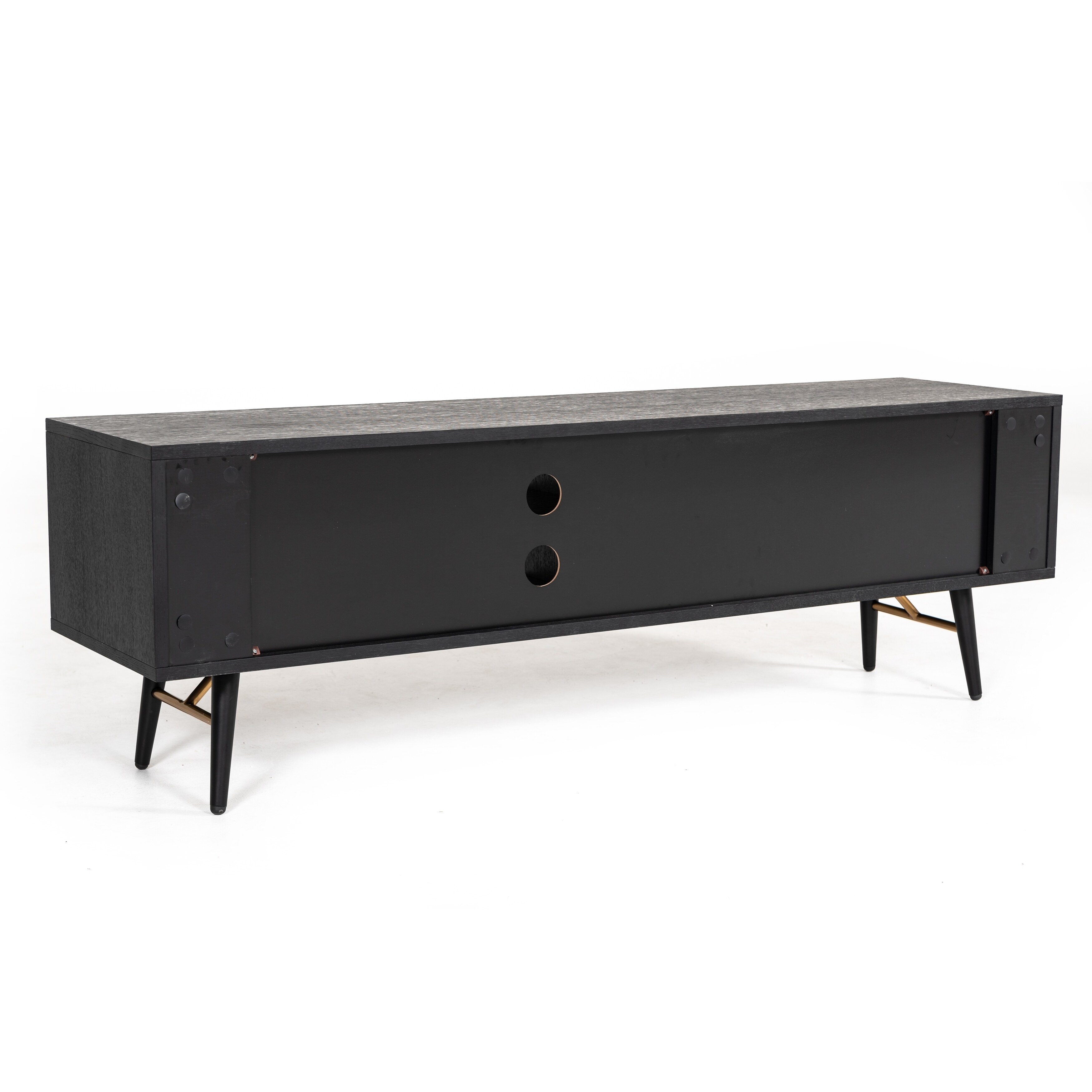 Shop Modrest Billy Modern Black Oak And Gold Tv Stand Free