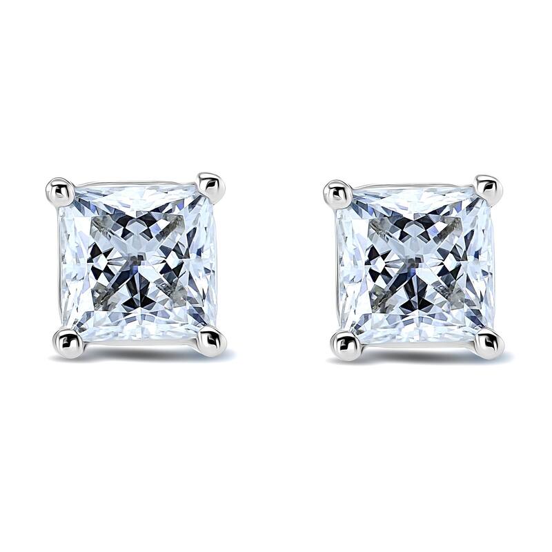 Annello by Kobelli 14k Gold 1 Carat CTW Moissanite Princess Stud Earrings