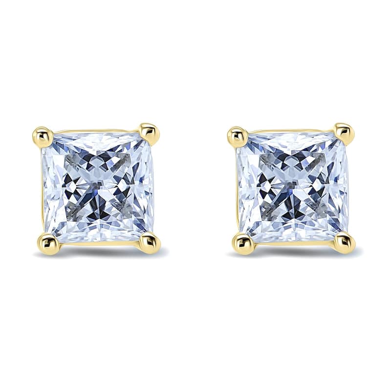 Annello by Kobelli 14k Gold 1 Carat CTW Moissanite Princess Stud Earrings