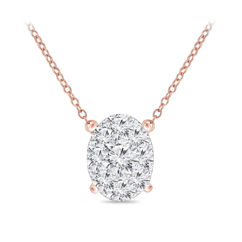 14k Gold Oval Shaped 1/4ct TDW Pave Diamond Necklace by Auriya (H-I, I1-I2)