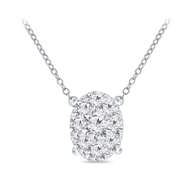 14k Gold Oval Shaped 1/4ct TDW Pave Diamond Necklace by Auriya (H-I, I1-I2)