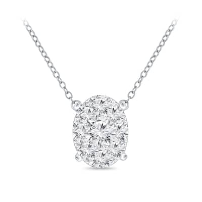 14k Gold Oval Shaped 1/4ct TDW Pave Diamond Necklace by Auriya (H-I, I1-I2)
