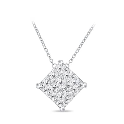 14k Gold Square Shaped 1/4ct TDW Pave Diamond Necklace by Auriya (H-I, I1-I2)