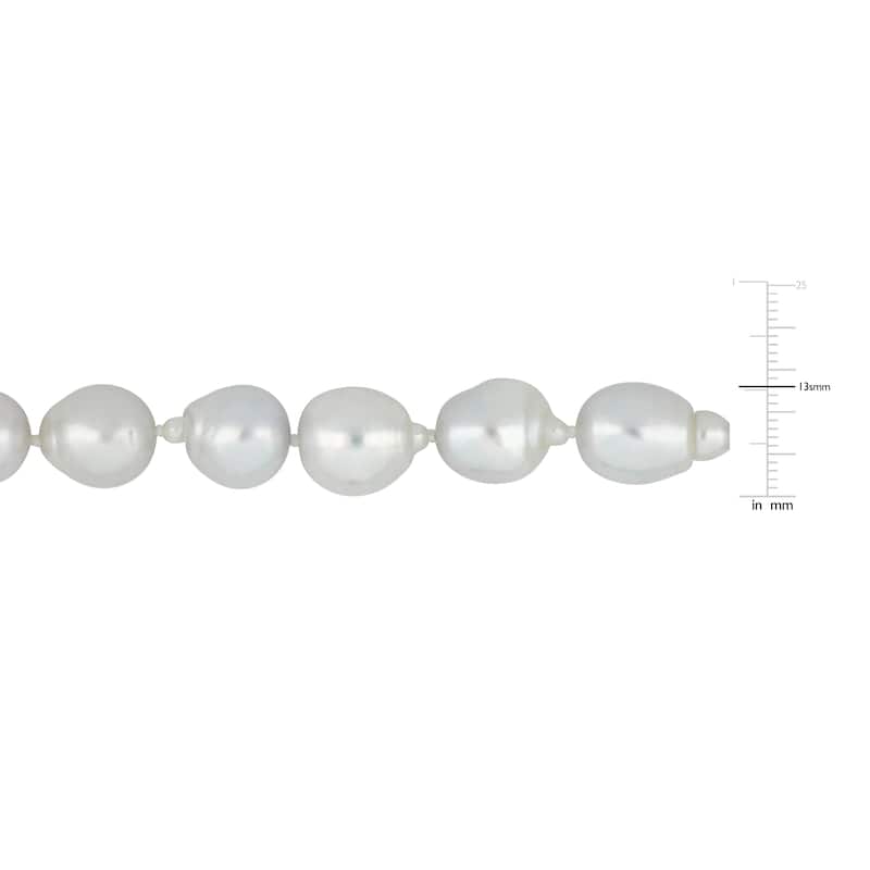 Miadora 14k White Gold Natural Shape South Sea Cultured Pearl Graduated Necklace (10-13 mm)