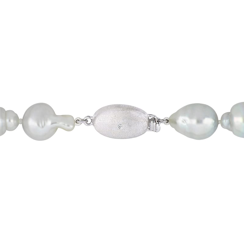 Miadora 14k White Gold Natural Shape South Sea Cultured Pearl Graduated Necklace (10-13 mm)