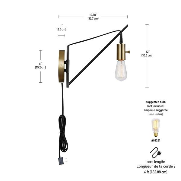 Porch Den Ashdale Bronze 1 Light Plug In Or Hardwire Swing Arm Wall Sconce Overstock 25363134