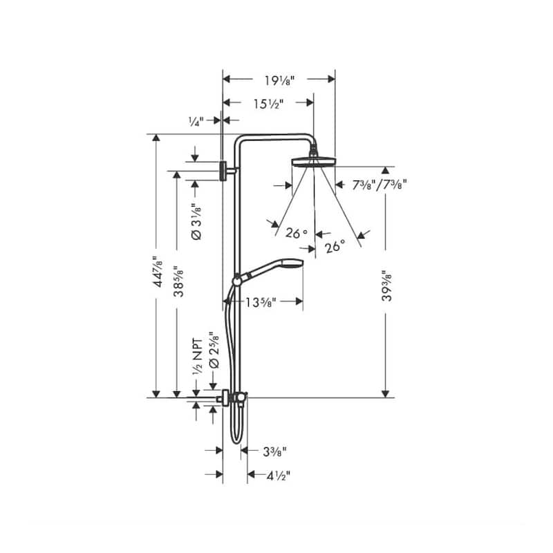 Hansgrohe Croma Select E Showerpipe 180 2-Jet, 2.0 GPMg Brushed Nickel ...