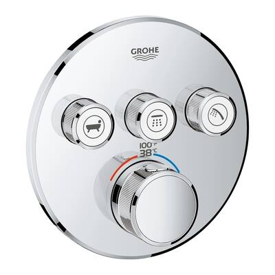 Grohe Grohtherm SmartControl Triple Function Thermostatic Trim with Control Module StarLight Chrome