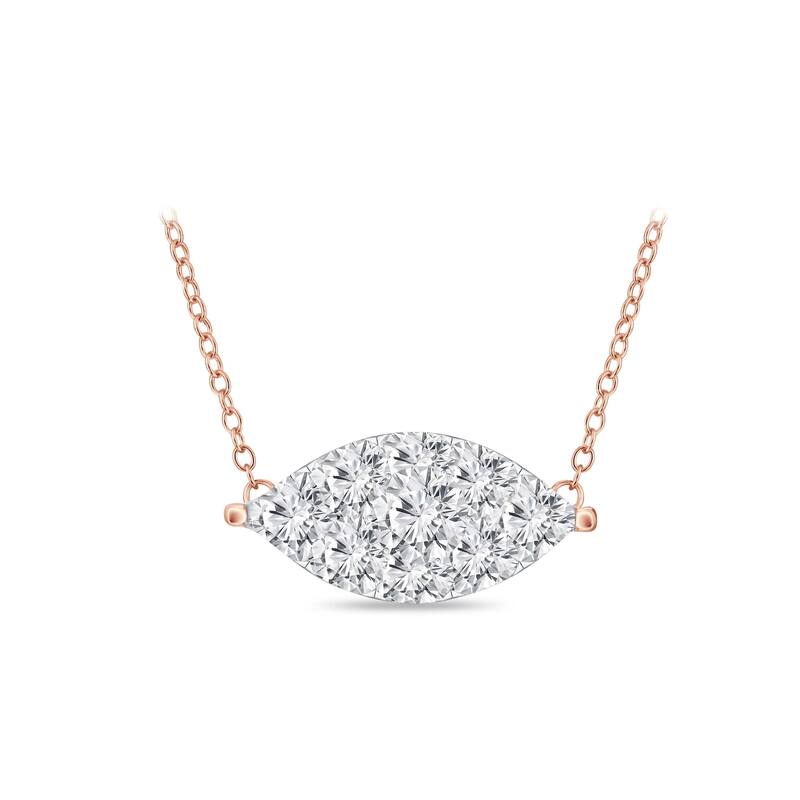 14k Gold Marquise Shaped 1/3ct TDW Pave Diamond Necklace by Auriya (H-I, I1-I2)