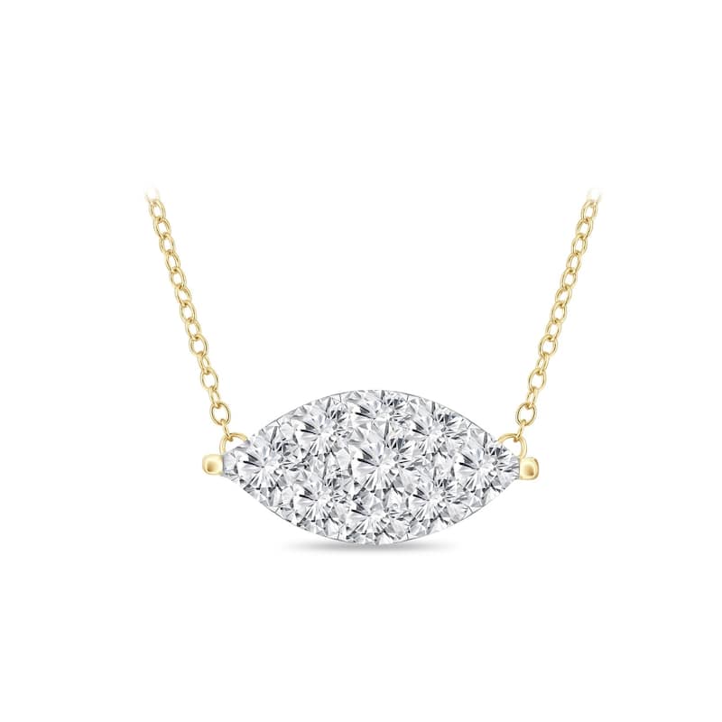 14k Gold Marquise Shaped 1/3ct TDW Pave Diamond Necklace by Auriya (H-I, I1-I2)
