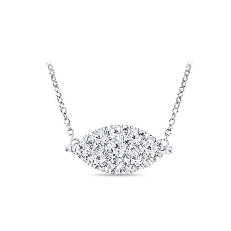 14k Gold Marquise Shaped 1/3ct TDW Pave Diamond Necklace by Auriya (H-I, I1-I2)