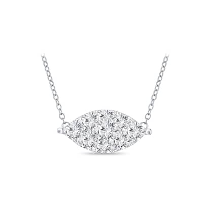 14k Gold Marquise Shaped 1/3ct TDW Pave Diamond Necklace by Auriya (H-I, I1-I2)