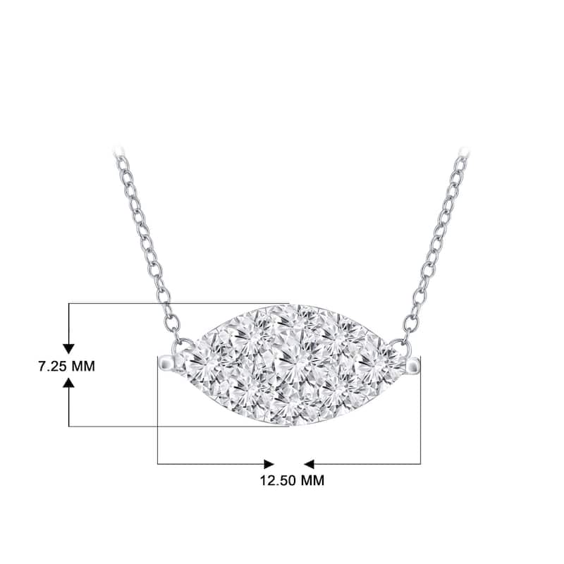 14k Gold Marquise Shaped 1/3ct TDW Pave Diamond Necklace by Auriya (H-I, I1-I2)