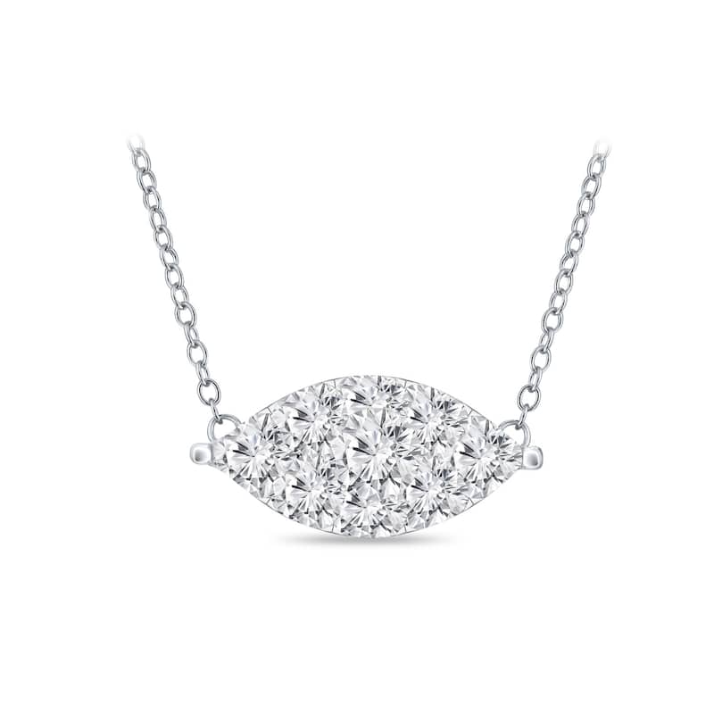 14k Gold Marquise Shaped 3/8ct TDW Pave Diamond Necklace by Auriya (H-I, I1-I2)