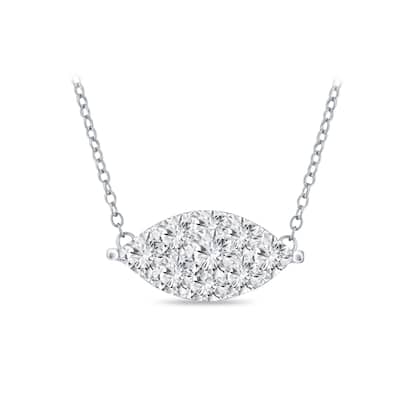14k Gold Marquise Shaped 3/8ct TDW Pave Diamond Necklace by Auriya (H-I, I1-I2)