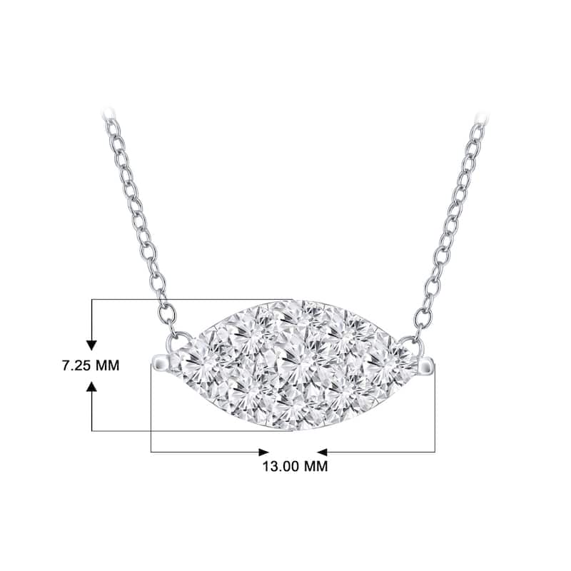 14k Gold Marquise Shaped 3/8ct TDW Pave Diamond Necklace by Auriya (H-I, I1-I2)