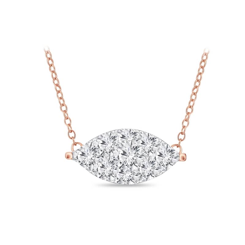 14k Gold Marquise Shaped 3/8ct TDW Pave Diamond Necklace by Auriya (H-I, I1-I2)