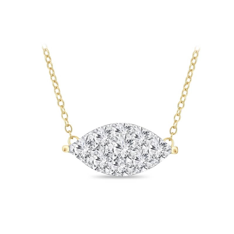 14k Gold Marquise Shaped 3/8ct TDW Pave Diamond Necklace by Auriya (H-I, I1-I2)