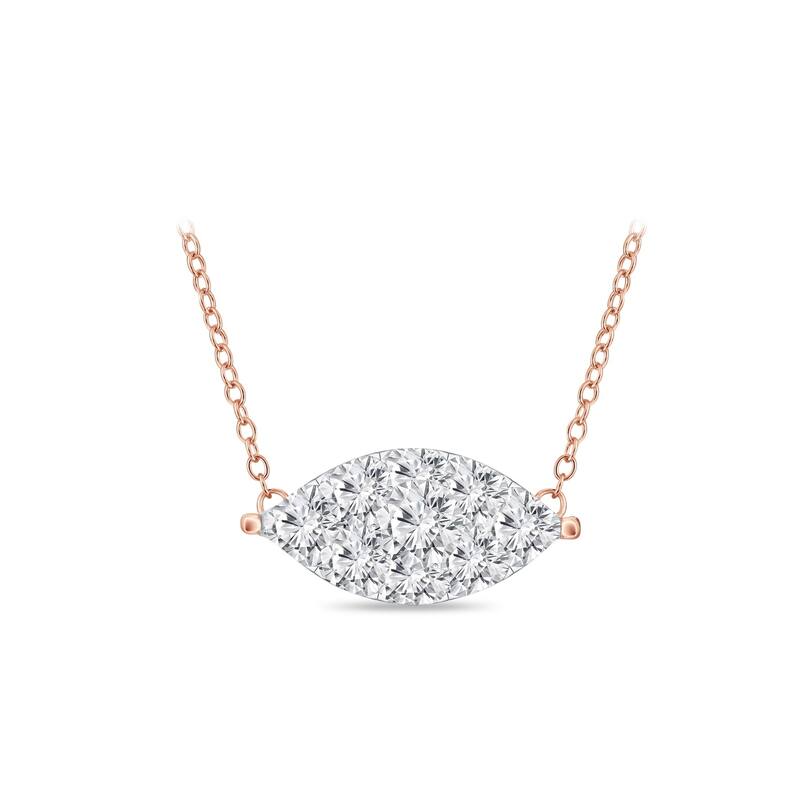 14k Gold Marquise Shaped 1/8ct TDW Pave Diamond Necklace by Auriya (H-I, I1-I2)