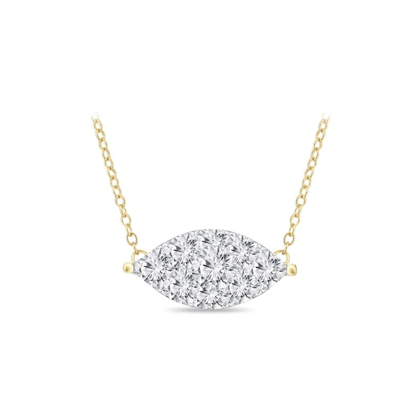 14k Gold Marquise Shaped 1/8ct TDW Pave Diamond Necklace by Auriya (H-I, I1-I2)