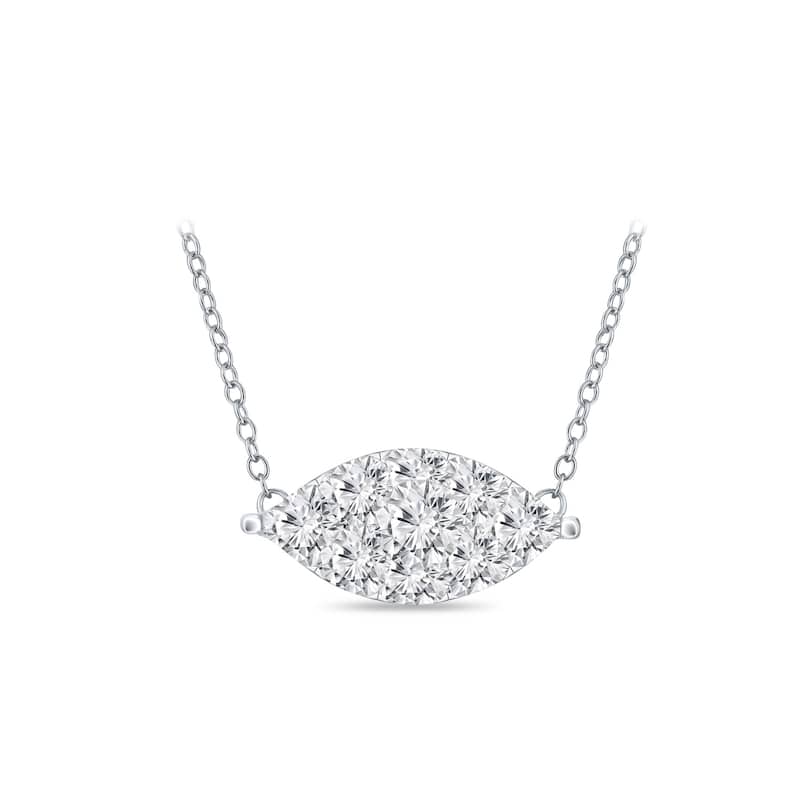 14k Gold Marquise Shaped 1/8ct TDW Pave Diamond Necklace by Auriya (H-I, I1-I2)