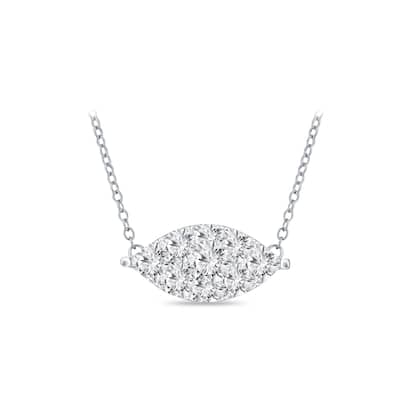 14k Gold Marquise Shaped 1/8ct TDW Pave Diamond Necklace by Auriya (H-I, I1-I2)