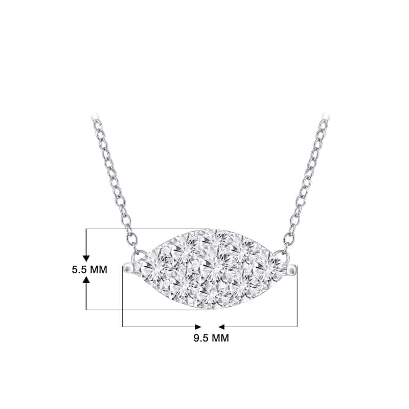 14k Gold Marquise Shaped 1/8ct TDW Pave Diamond Necklace by Auriya (H-I, I1-I2)