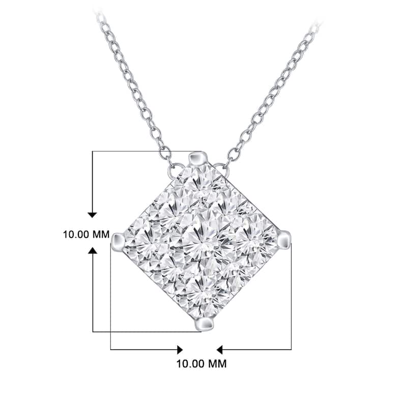 14k Gold Square Shaped 1/2ct TDW Pave Diamond Necklace by Auriya (H-I, I1-I2)
