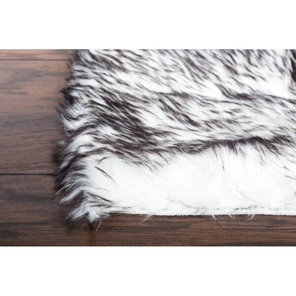 Black Fluffy Soft Thick Warm Faux Sheepskin Area Rug For Bedroom Home