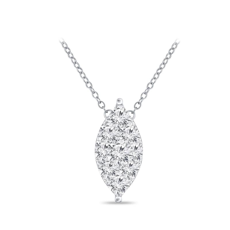 14k Gold Marquise Shaped 1/8ct TDW Pave Diamond Necklace by Auriya (H-I, I1-I2)