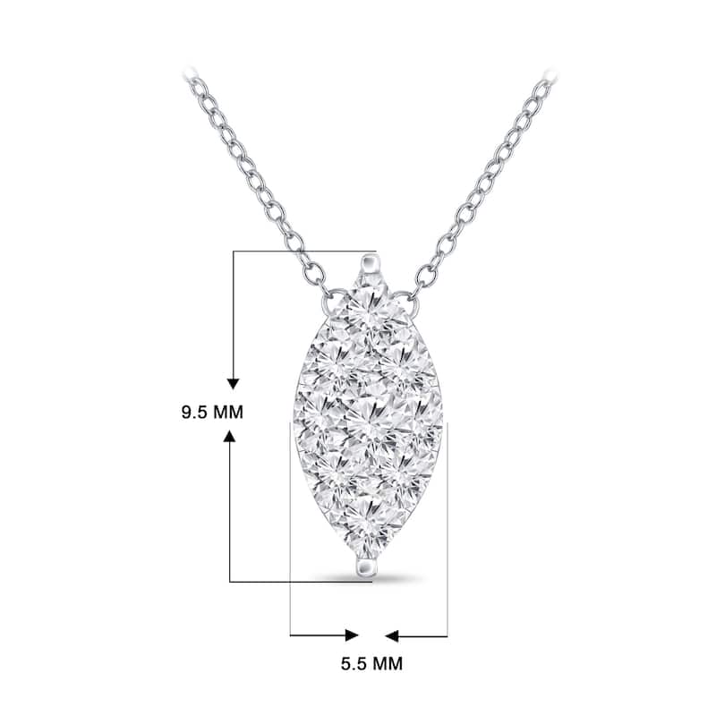 14k Gold Marquise Shaped 1/8ct TDW Pave Diamond Necklace by Auriya (H-I, I1-I2)