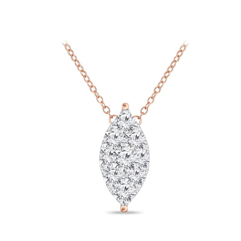 14k Gold Marquise Shaped 1/8ct TDW Pave Diamond Necklace by Auriya (H-I, I1-I2)
