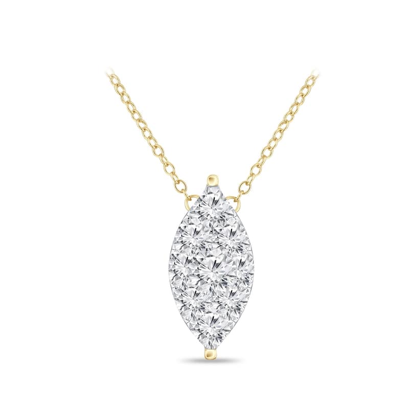 14k Gold Marquise Shaped 1/8ct TDW Pave Diamond Necklace by Auriya (H-I, I1-I2)