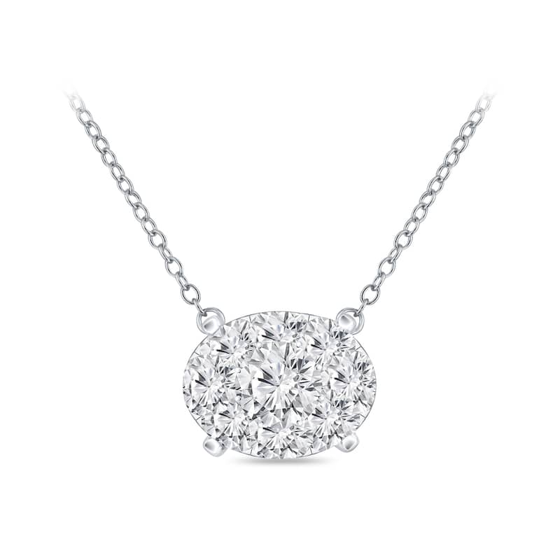 14k Gold Oval Shaped 1/8ct TDW Pave Diamond Necklace by Auriya (H-I, I1-I2)