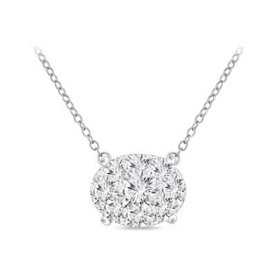 14k Gold Oval Shaped 1/8ct TDW Pave Diamond Necklace by Auriya (H-I, I1-I2)
