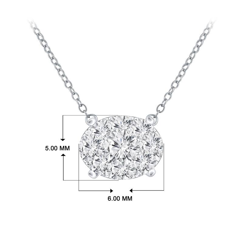 14k Gold Oval Shaped 1/8ct TDW Pave Diamond Necklace by Auriya (H-I, I1-I2)