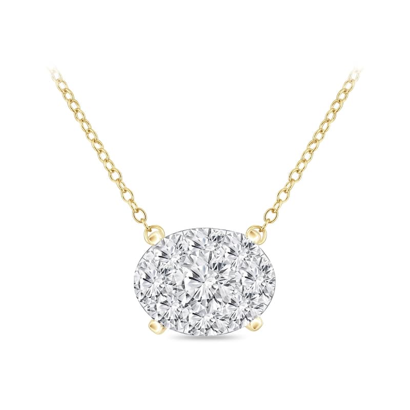 14k Gold Oval Shaped 1/8ct TDW Pave Diamond Necklace by Auriya (H-I, I1-I2)