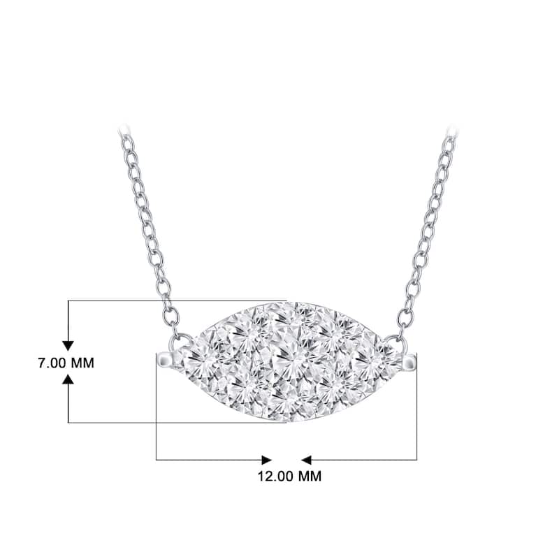 14k Gold Marquise Shaped 1/4ct TDW Pave Diamond Necklace by Auriya (H-I, I1-I2)