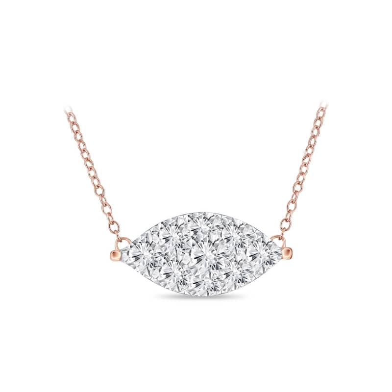 14k Gold Marquise Shaped 1/4ct TDW Pave Diamond Necklace by Auriya (H-I, I1-I2)