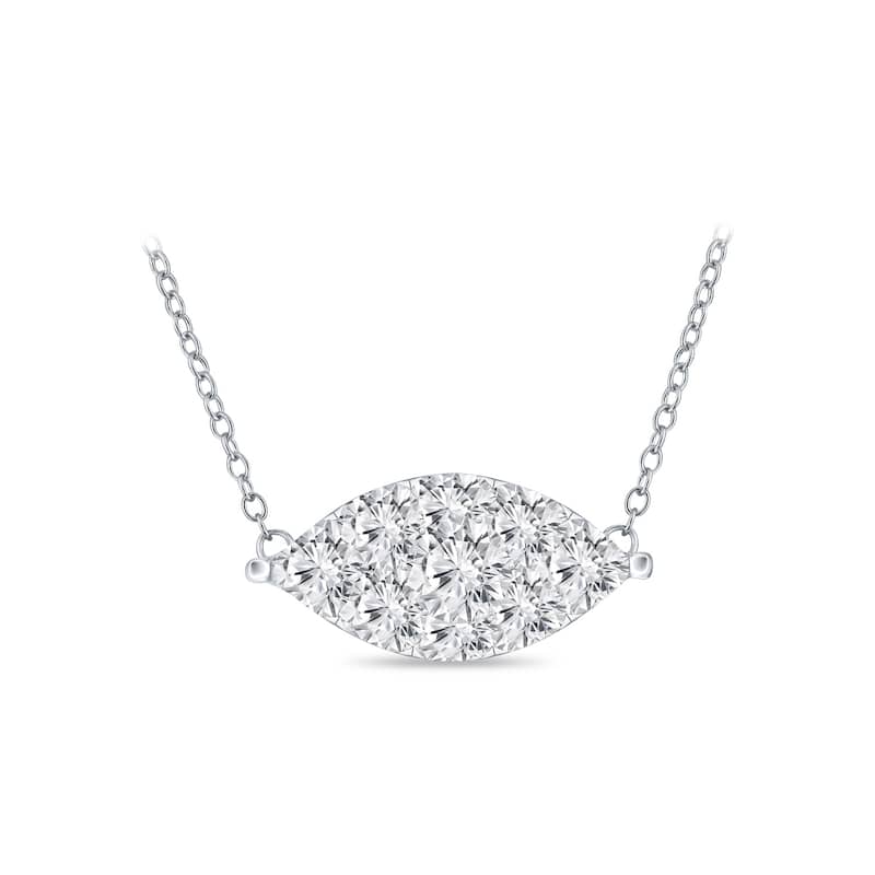 14k Gold Marquise Shaped 1/4ct TDW Pave Diamond Necklace by Auriya (H-I, I1-I2)