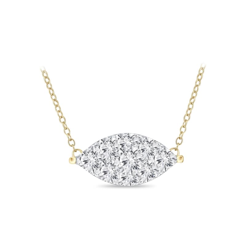 14k Gold Marquise Shaped 1/4ct TDW Pave Diamond Necklace by Auriya (H-I, I1-I2)